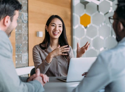 woman in group meeting
