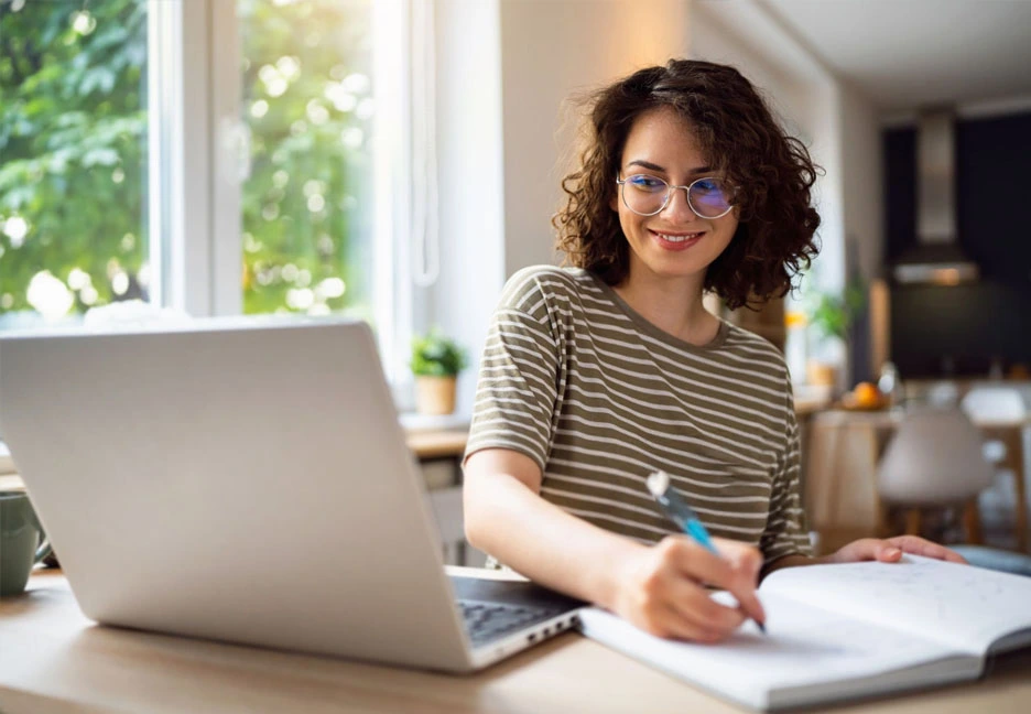 young woman working on computer
