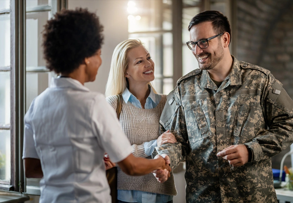 soldier shaking hands